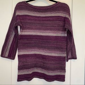 CHAPS Purple striped 3/4 sleeve sweater